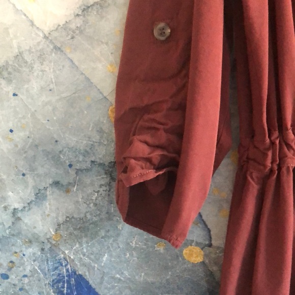 a.n.a. Collar and Tie Waist Button Down Burgundy Dress - Picture 7 of 9